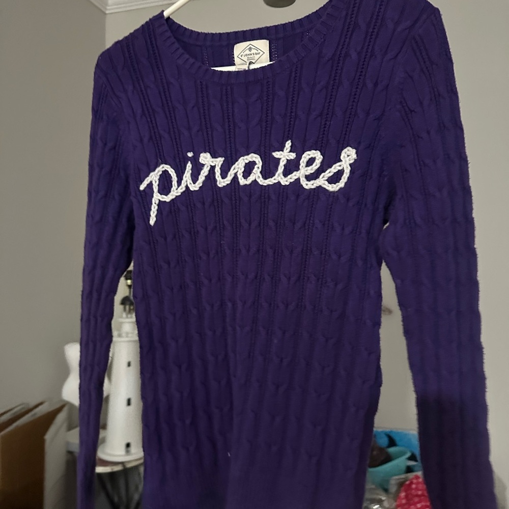 Purple Cable Knit Sweater pirates large